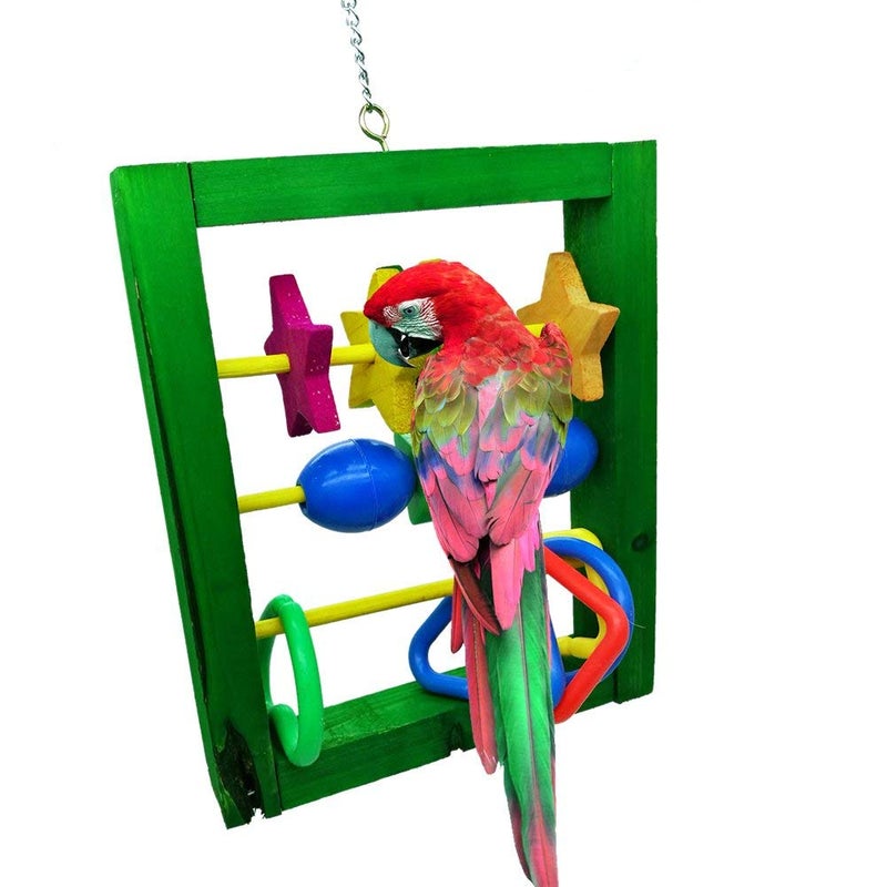 Litewoo Pet Bird Parrot Intellective Toy Multicolor Intelligence Training Development Abacus Chew Toy for Macaw African Greys Budgies Parakeet Cockatiels Cage Hanging Chewing Toy (Random Color) - Image 5